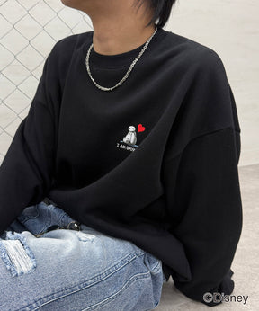 【Disney / ディズニー】ベイマックス ワンポイント刺繍 ビッグシルエットプルオーバー クルースウェット