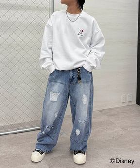【Disney / ディズニー】ベイマックス ワンポイント刺繍 ビッグシルエットプルオーバー クルースウェット