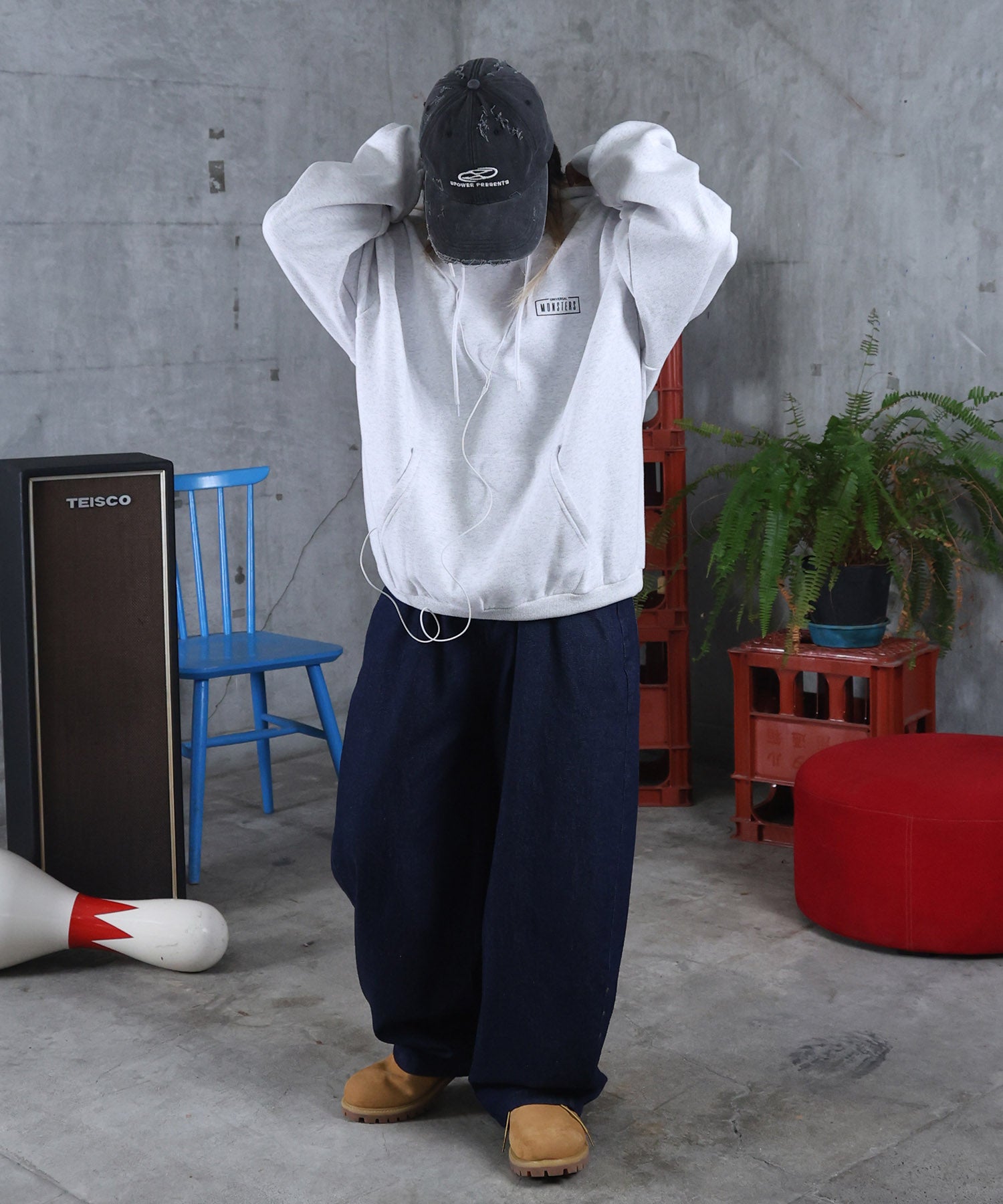 バレルレッグ リジット デニムパンツ