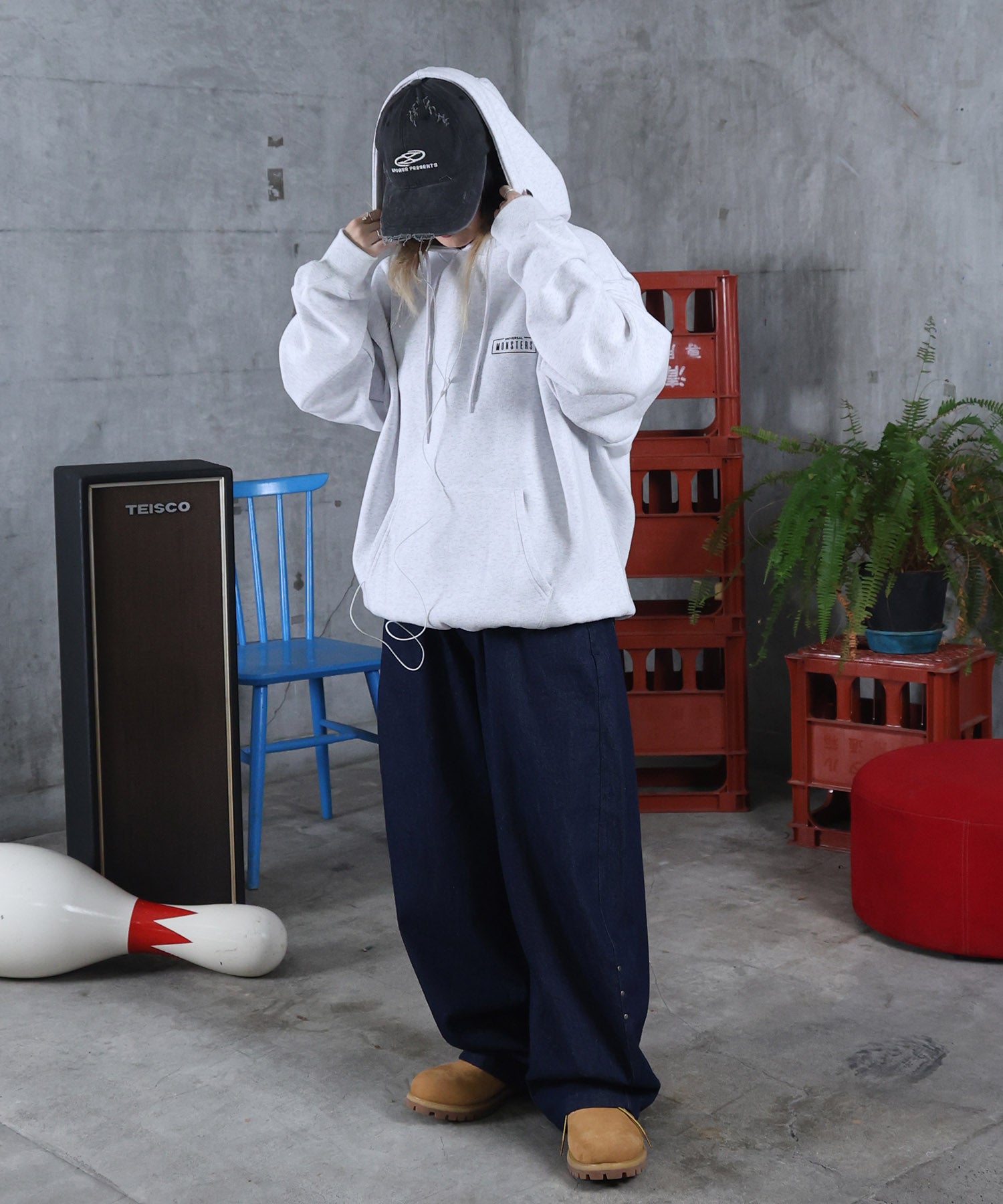 バレルレッグ リジット デニムパンツ