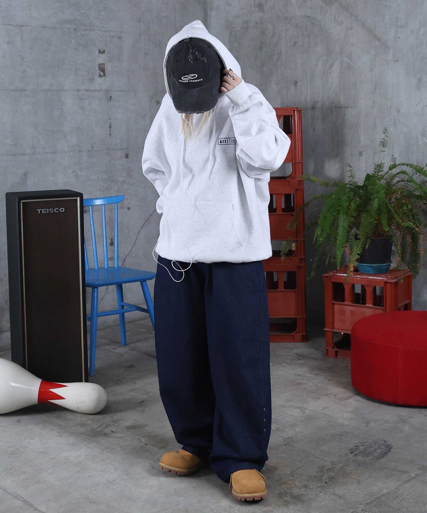 バレルレッグ リジット デニムパンツ