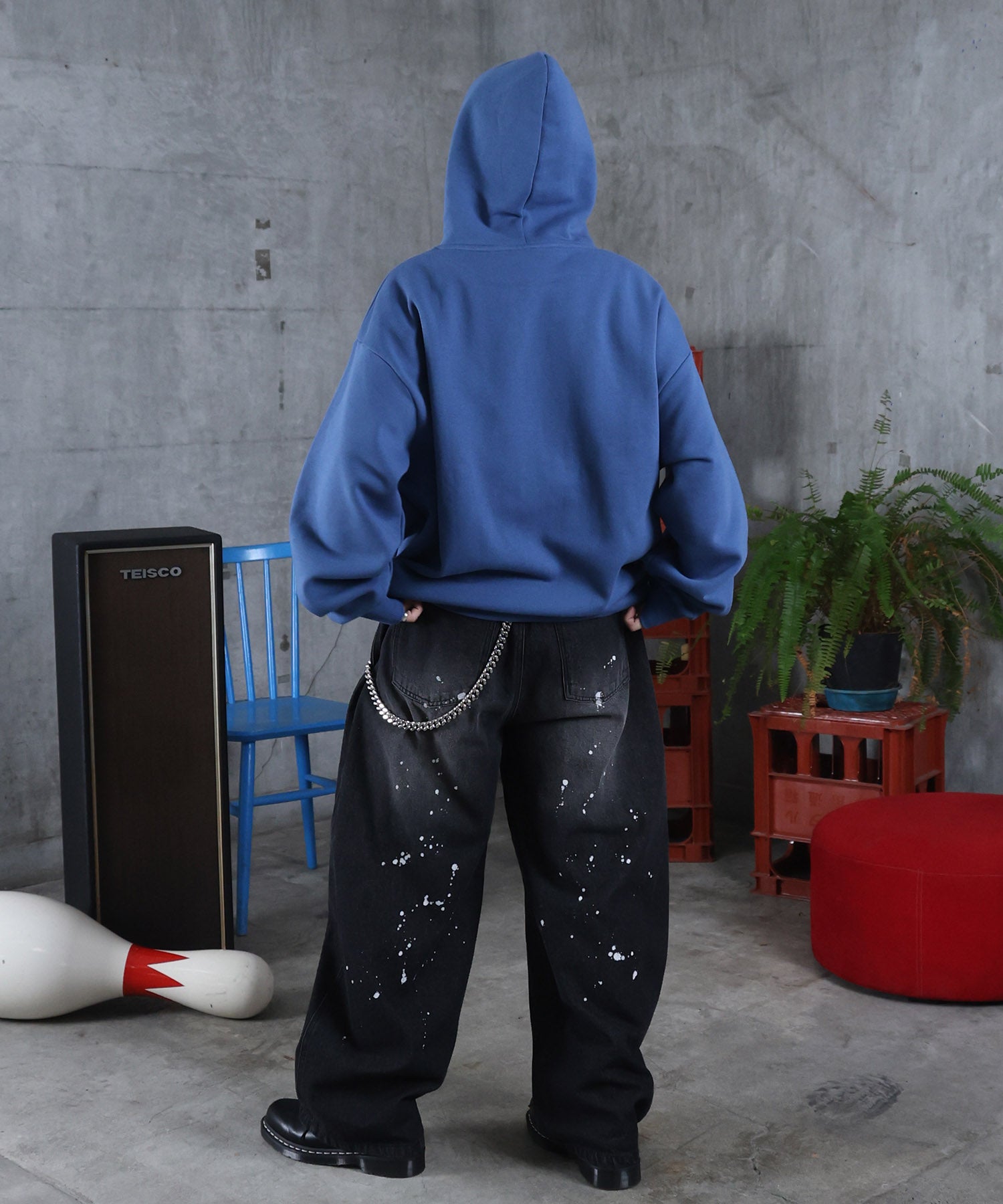 バレルレッグ ペインドデニムパンツ