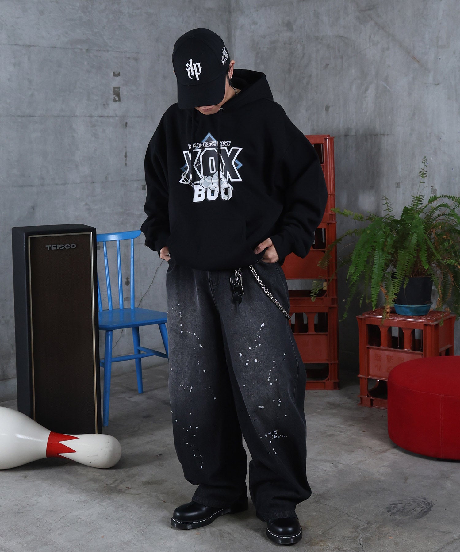 バレルレッグ ペインドデニムパンツ