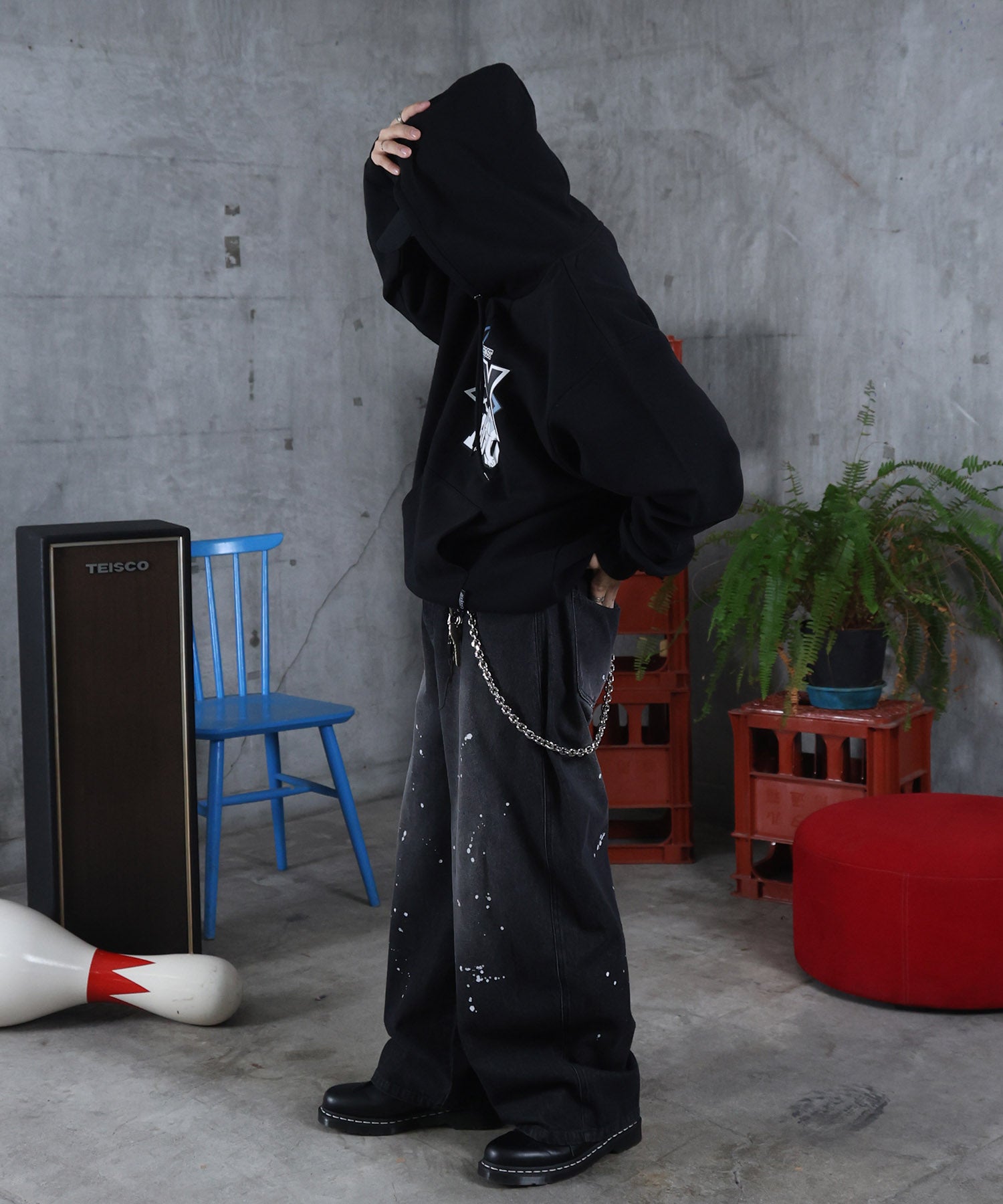 バレルレッグ ペインドデニムパンツ