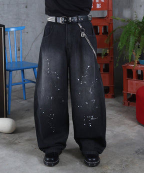 バレルレッグ ペインドデニムパンツ