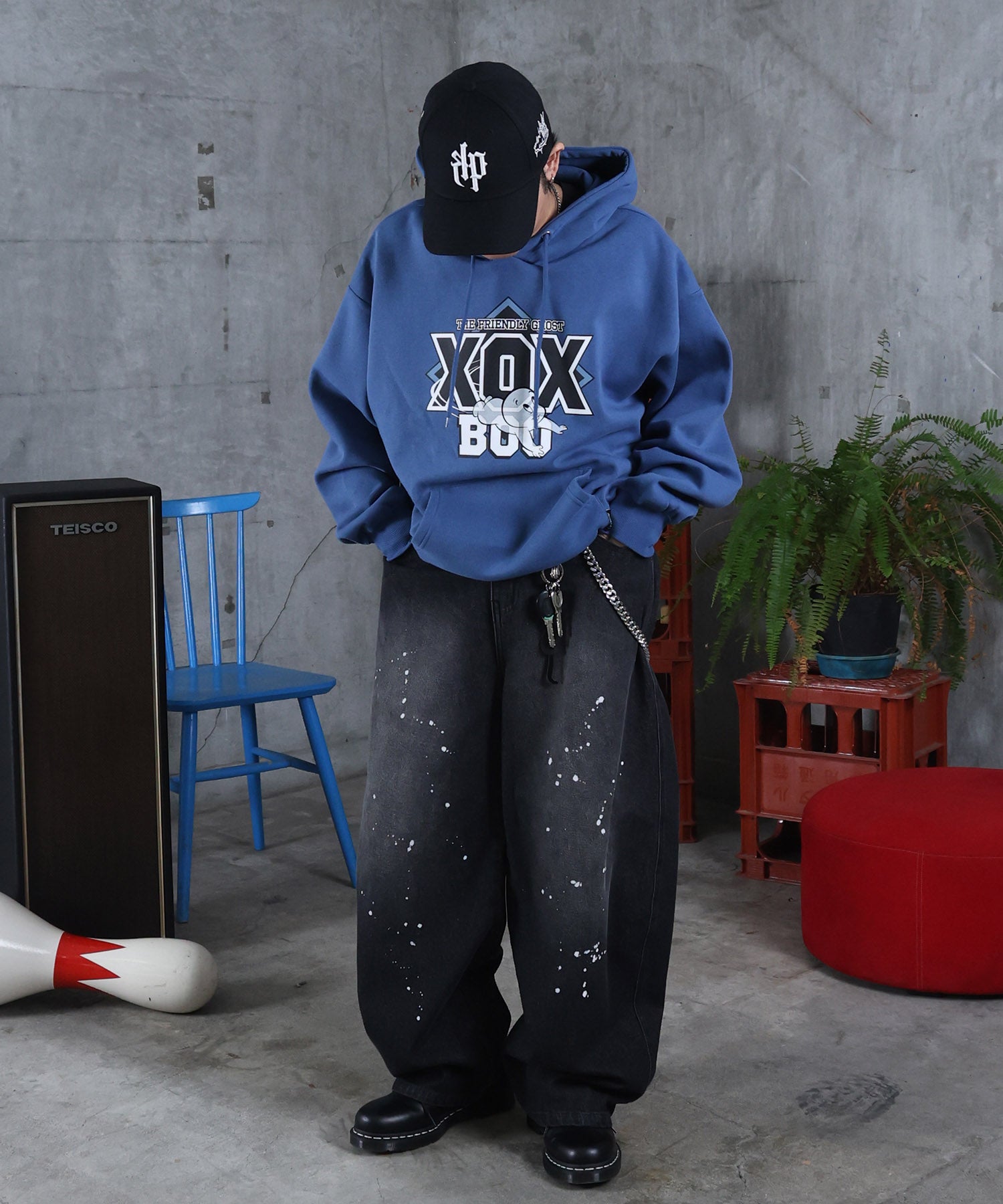 バレルレッグ ペインドデニムパンツ