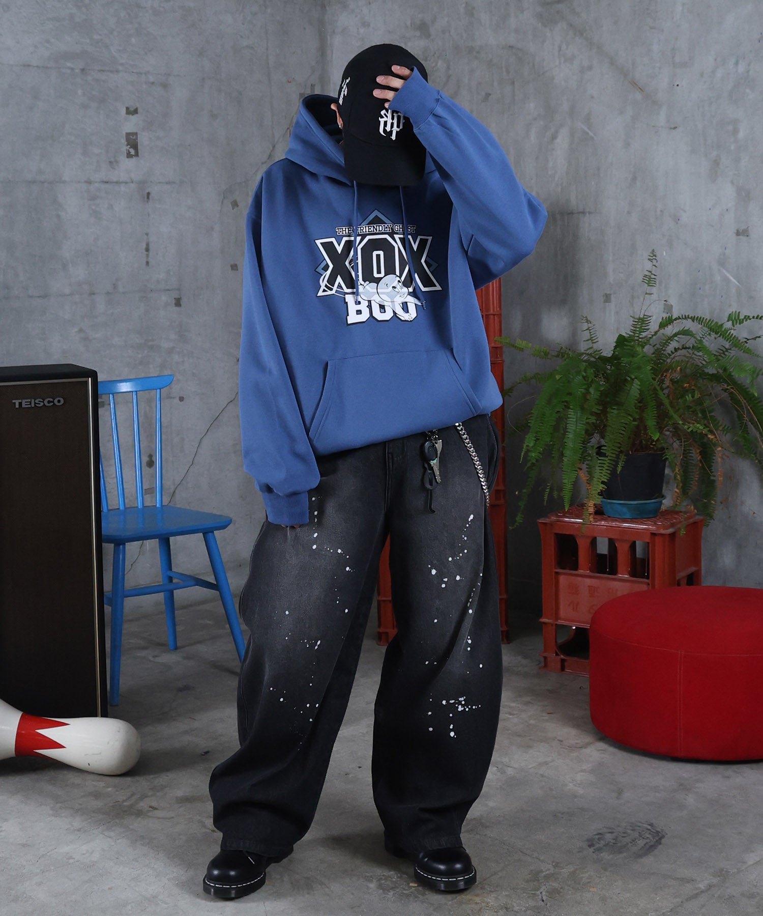 バレルレッグ ペインドデニムパンツ