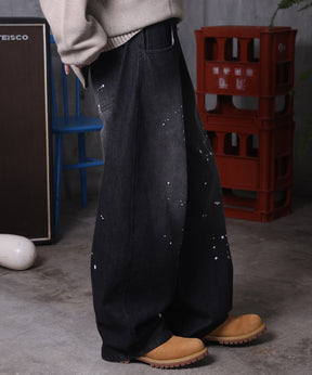 バレルレッグ ペインドデニムパンツ