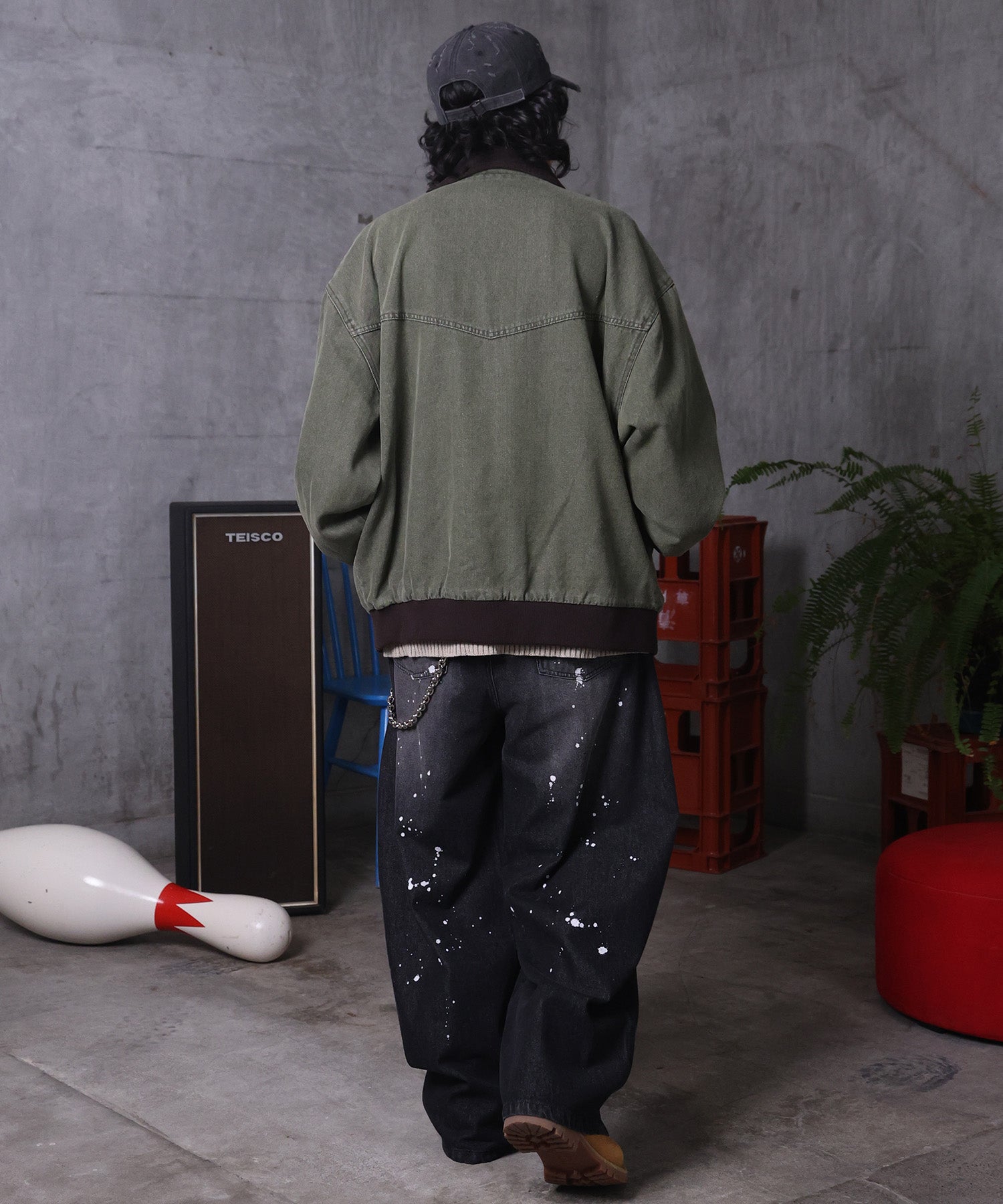 バレルレッグ ペインドデニムパンツ