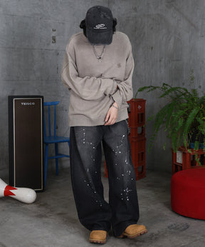 バレルレッグ ペインドデニムパンツ