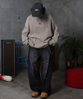 バレルレッグ ペインドデニムパンツ