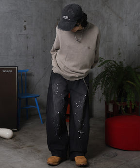 バレルレッグ ペインドデニムパンツ