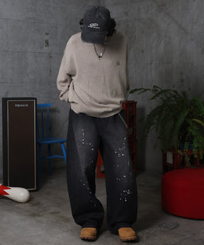 バレルレッグ ペインドデニムパンツ