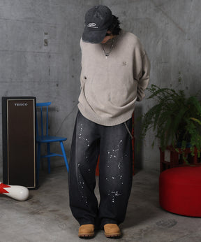 バレルレッグ ペインドデニムパンツ