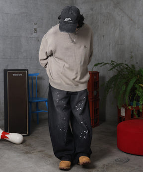 バレルレッグ ペインドデニムパンツ