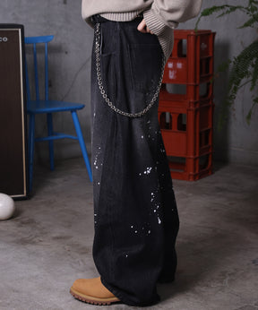 バレルレッグ ペインドデニムパンツ