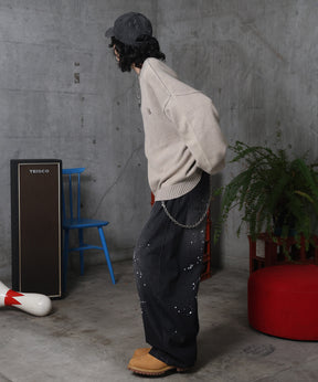 バレルレッグ ペインドデニムパンツ