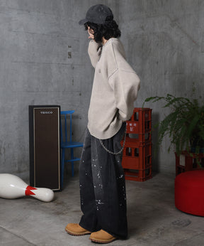 バレルレッグ ペインドデニムパンツ