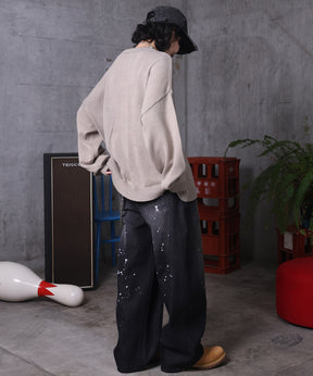 バレルレッグ ペインドデニムパンツ