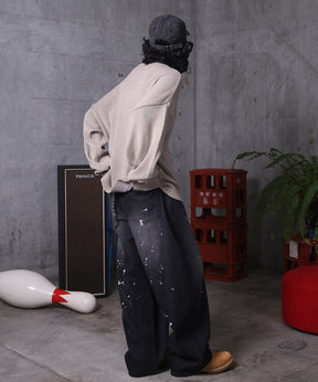 バレルレッグ ペインドデニムパンツ