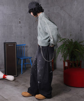 バレルレッグ ペインドデニムパンツ