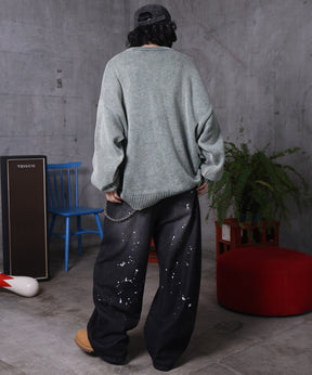 バレルレッグ ペインドデニムパンツ