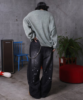 バレルレッグ ペインドデニムパンツ