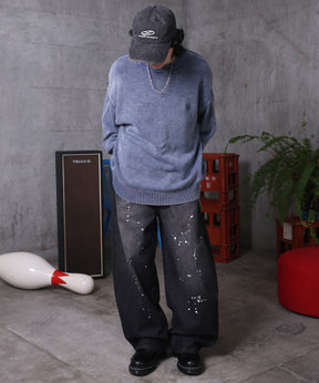 バレルレッグ ペインドデニムパンツ