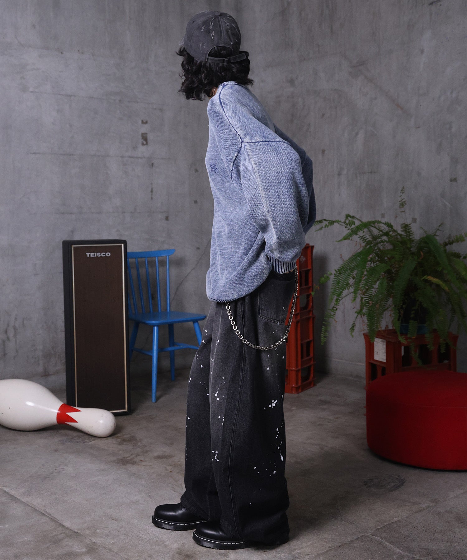 バレルレッグ ペインドデニムパンツ