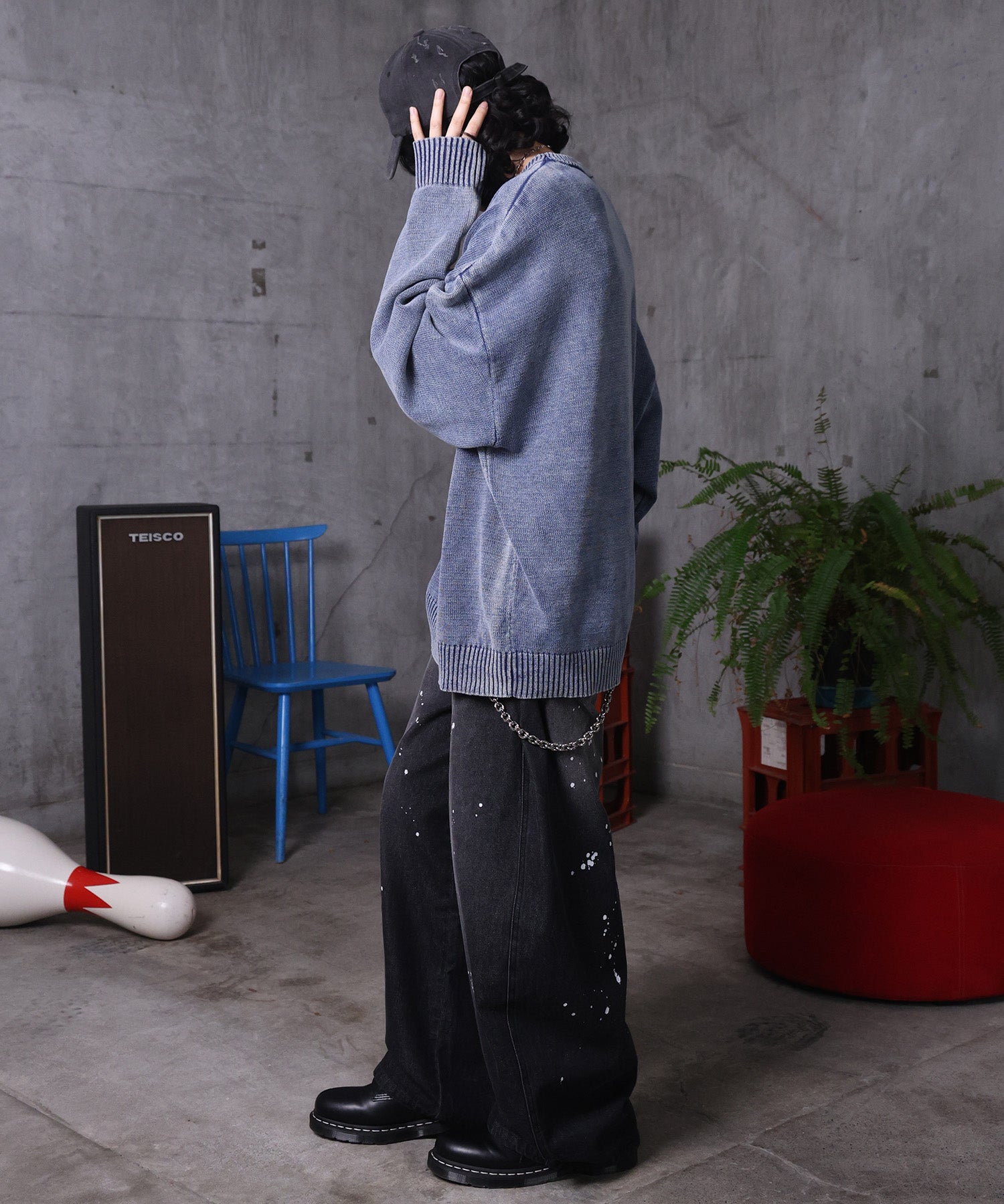 バレルレッグ ペインドデニムパンツ