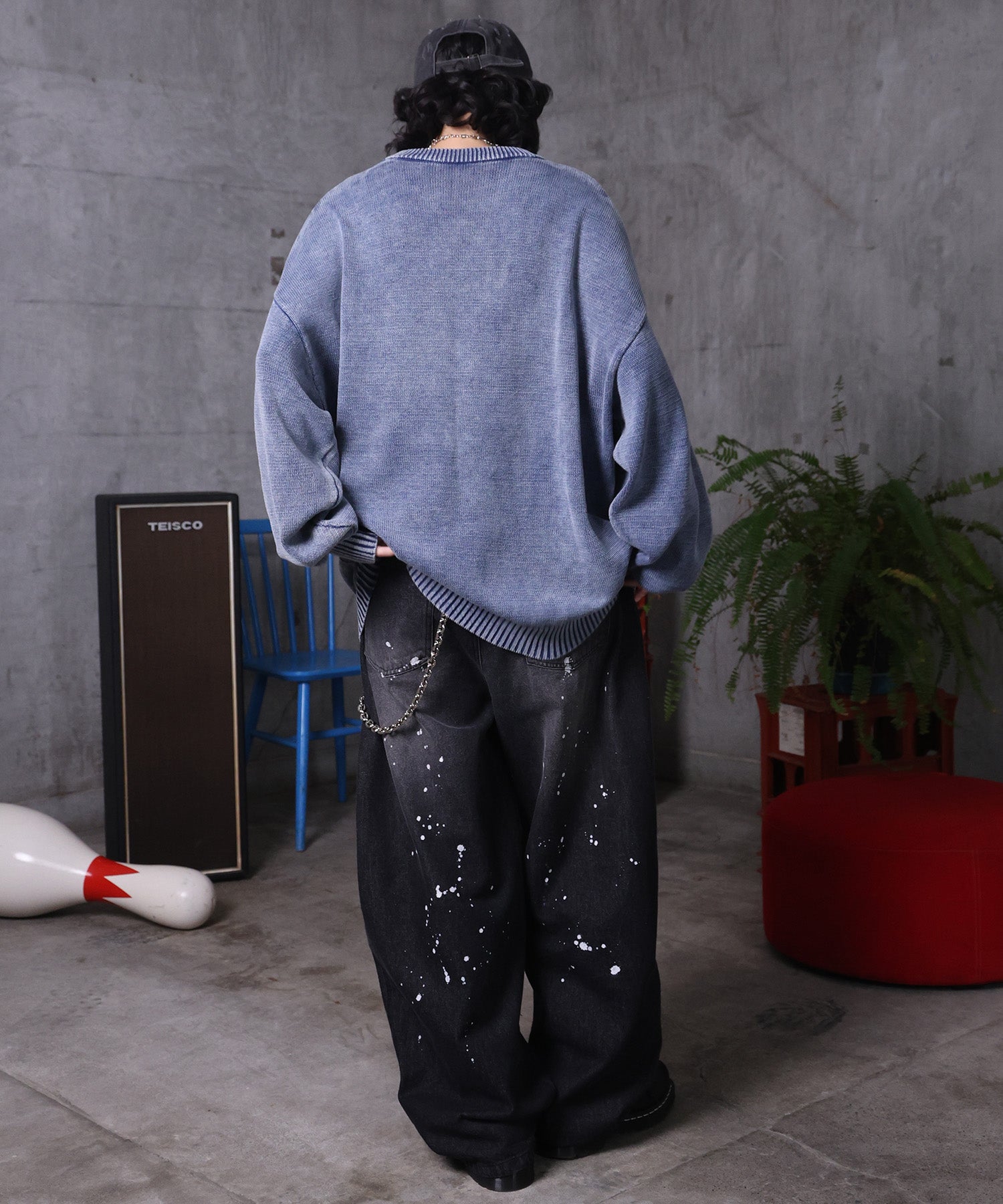 バレルレッグ ペインドデニムパンツ