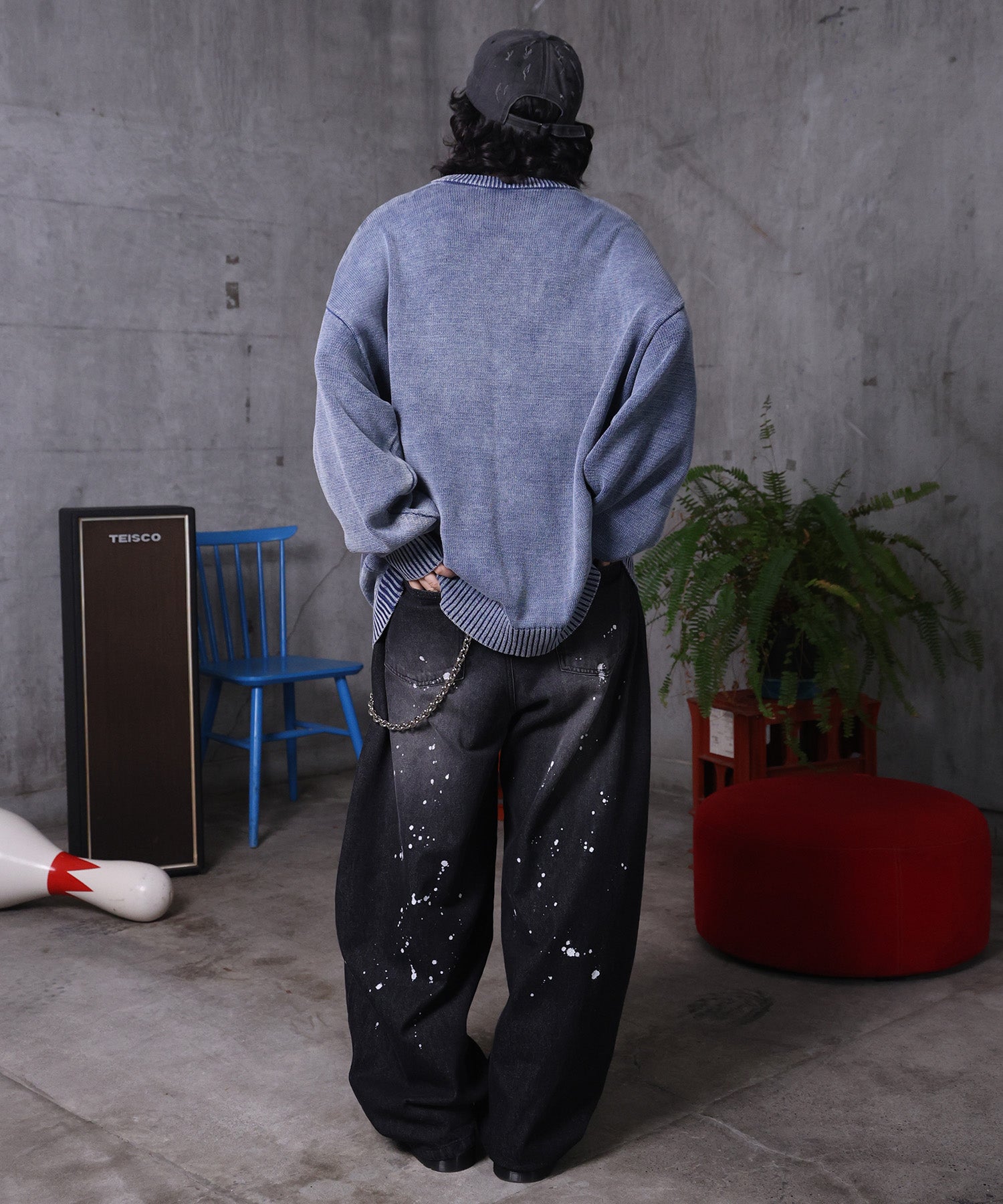 バレルレッグ ペインドデニムパンツ