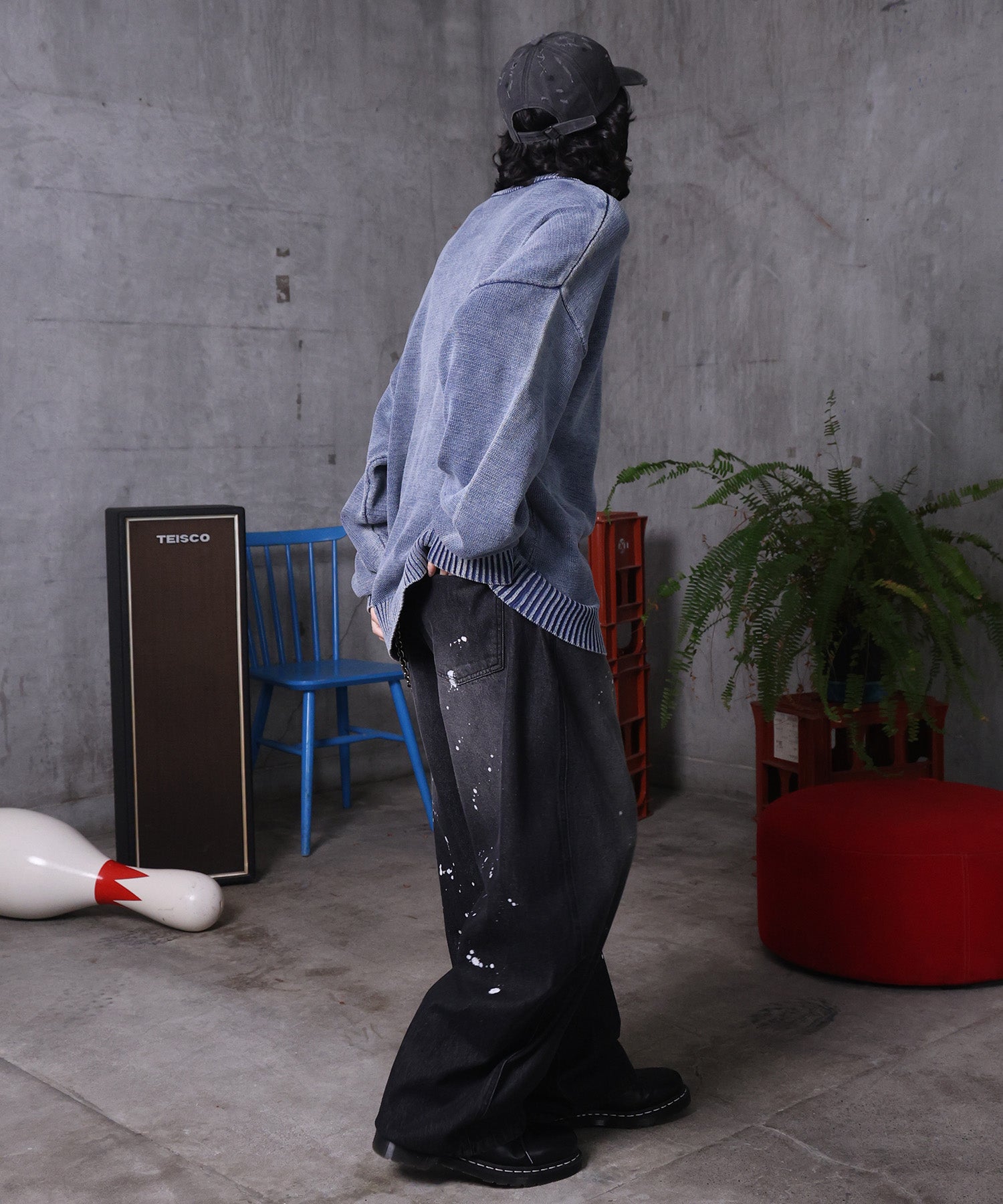 バレルレッグ ペインドデニムパンツ