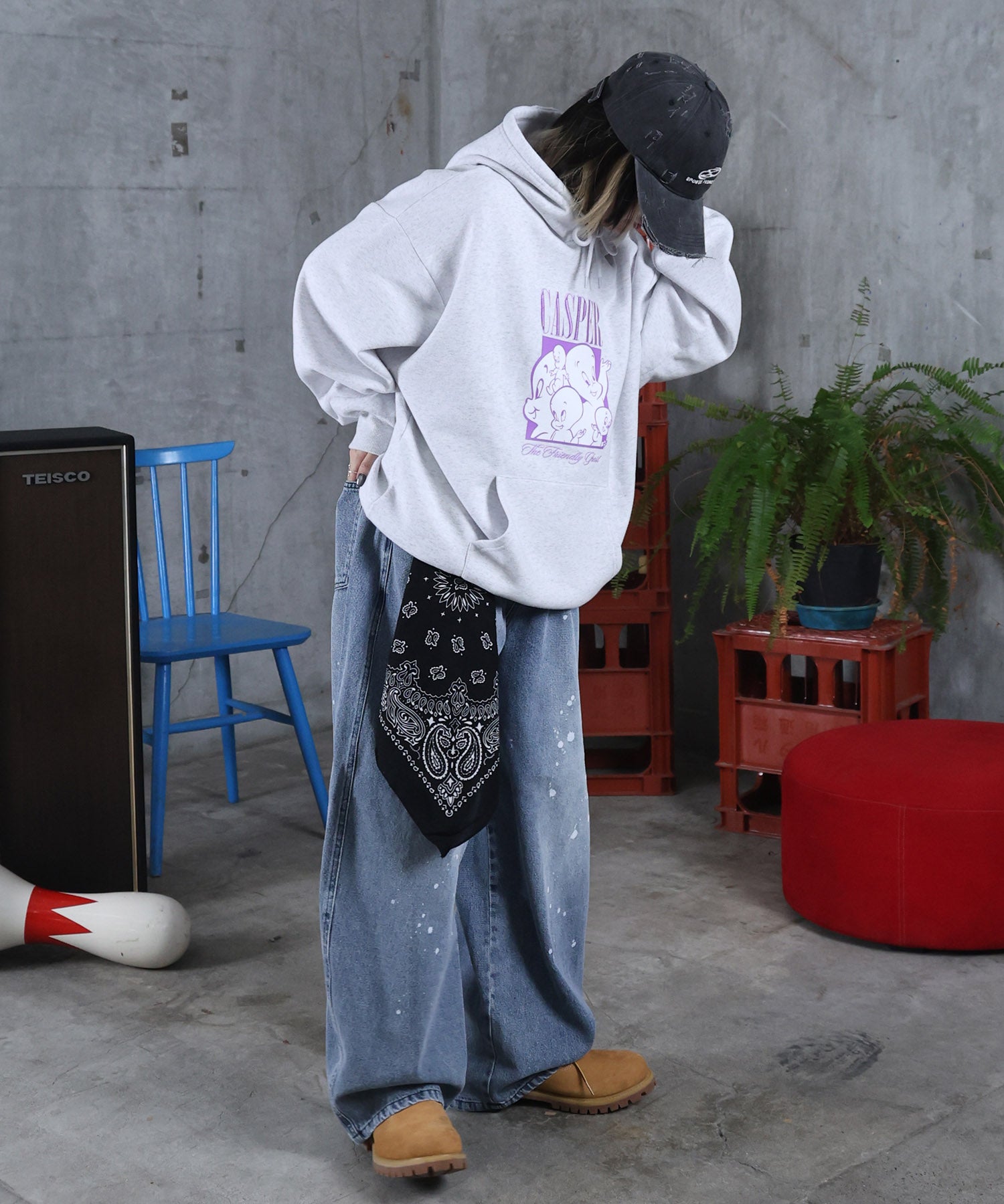 バレルレッグ ペインドデニムパンツ