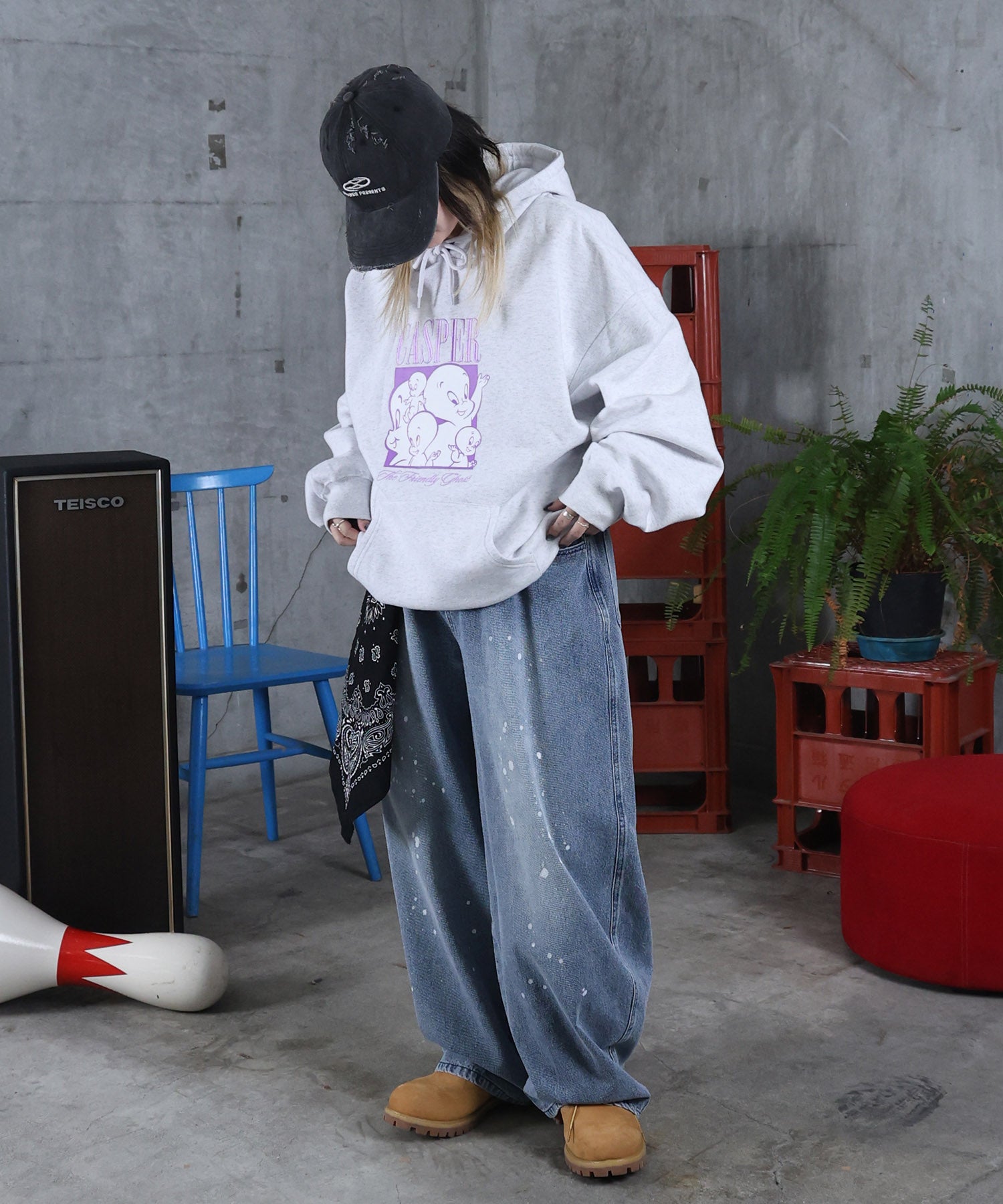 バレルレッグ ペインドデニムパンツ