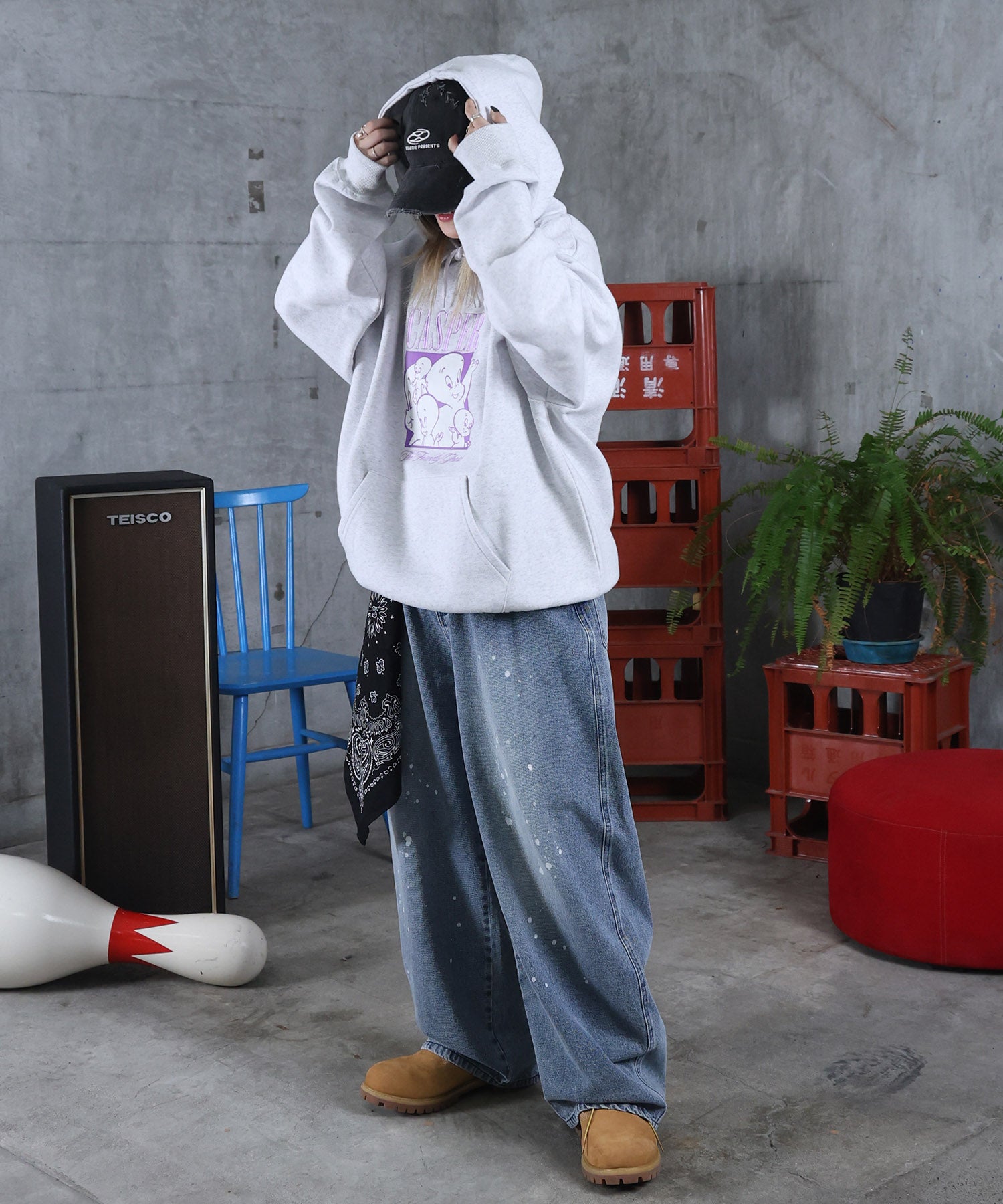 バレルレッグ ペインドデニムパンツ