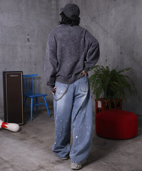 バレルレッグ ペインドデニムパンツ