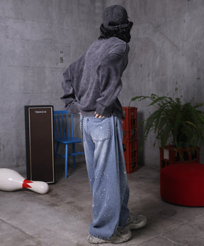 バレルレッグ ペインドデニムパンツ