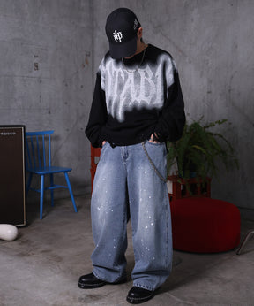 バレルレッグ ペインドデニムパンツ