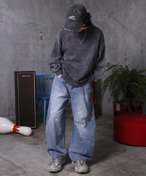 バレルレッグ ペインドデニムパンツ