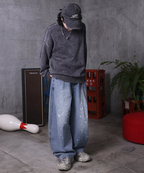 バレルレッグ ペインドデニムパンツ