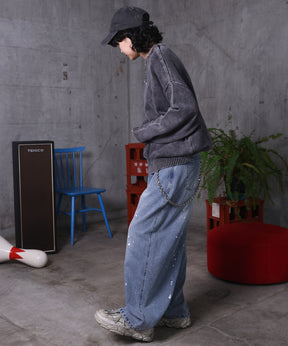 バレルレッグ ペインドデニムパンツ