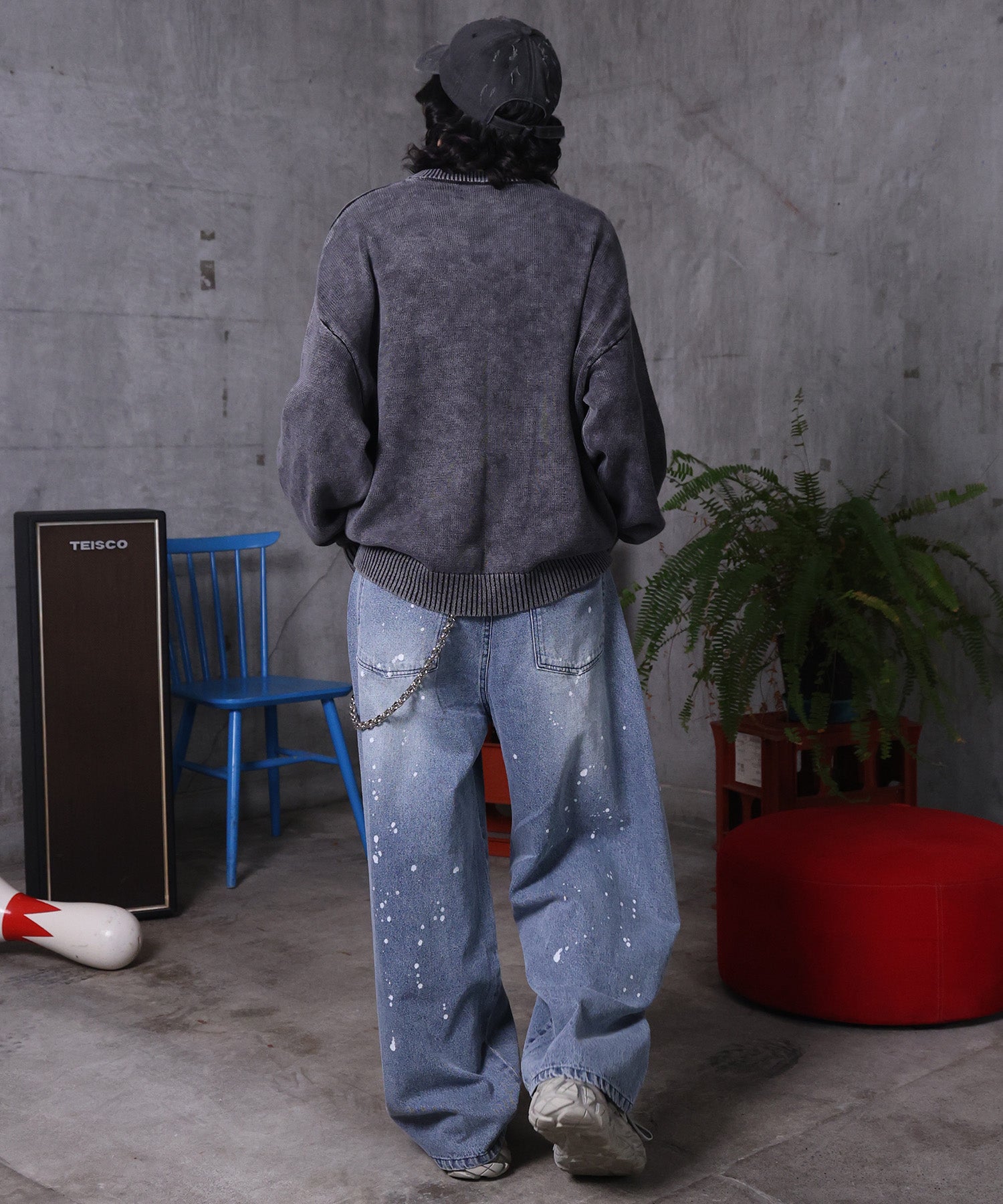 バレルレッグ ペインドデニムパンツ