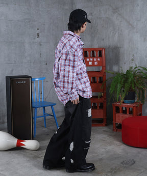 バレルレッグ ペインドデニムパンツ