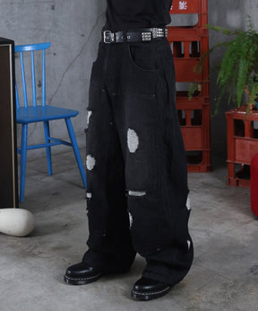バレルレッグ ペインドデニムパンツ