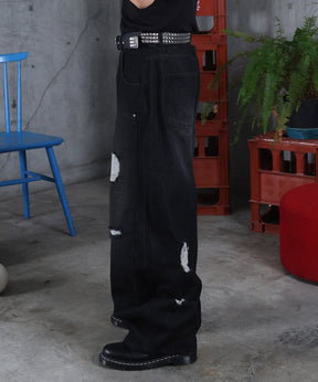 バレルレッグ ペインドデニムパンツ