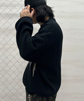 フリンジ ロゴ クルーネック ニット