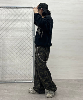 フリンジ ロゴ クルーネック ニット