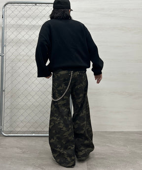 フリンジ ロゴ クルーネック ニット