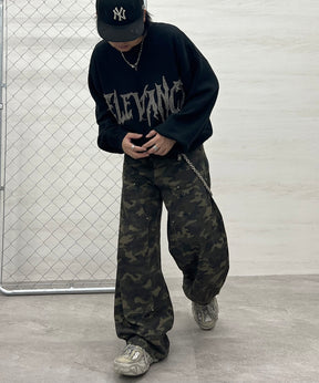 フリンジ ロゴ クルーネック ニット